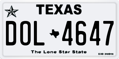 TX license plate DOL4647