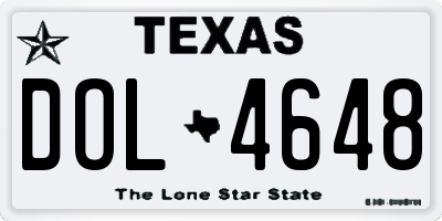 TX license plate DOL4648