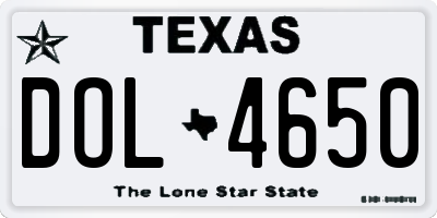TX license plate DOL4650