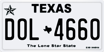 TX license plate DOL4660
