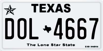 TX license plate DOL4667