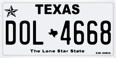 TX license plate DOL4668