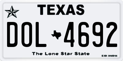 TX license plate DOL4692