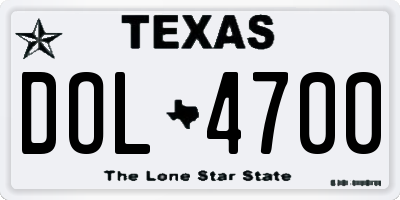TX license plate DOL4700