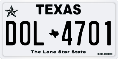 TX license plate DOL4701