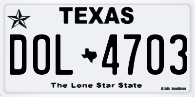 TX license plate DOL4703