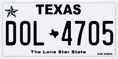 TX license plate DOL4705