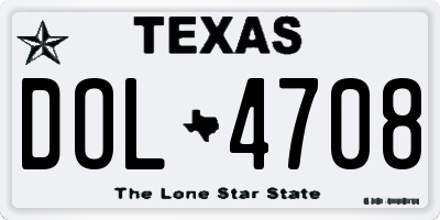 TX license plate DOL4708