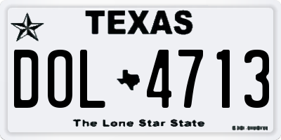 TX license plate DOL4713