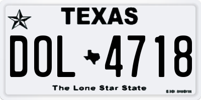 TX license plate DOL4718
