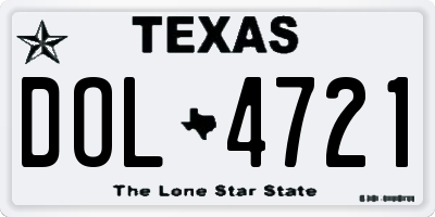 TX license plate DOL4721