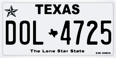 TX license plate DOL4725