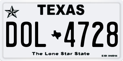 TX license plate DOL4728