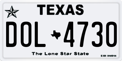 TX license plate DOL4730