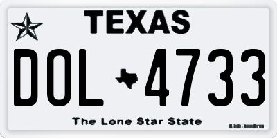 TX license plate DOL4733