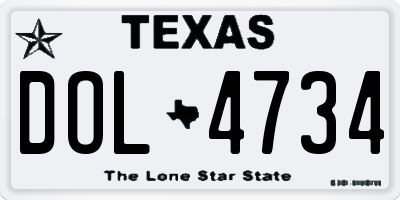 TX license plate DOL4734