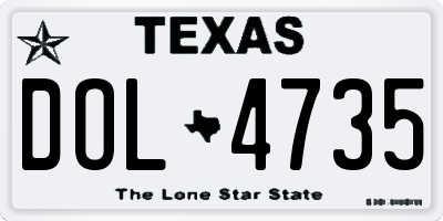 TX license plate DOL4735