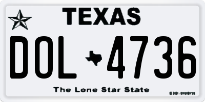 TX license plate DOL4736