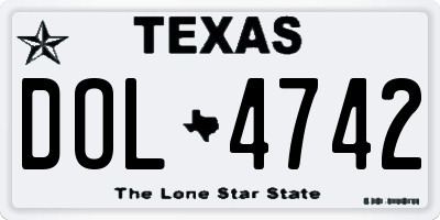 TX license plate DOL4742