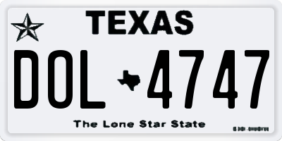 TX license plate DOL4747