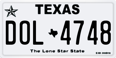 TX license plate DOL4748