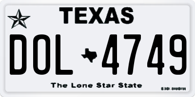 TX license plate DOL4749