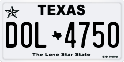 TX license plate DOL4750