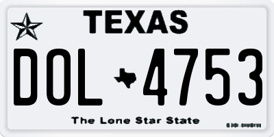 TX license plate DOL4753