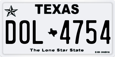 TX license plate DOL4754