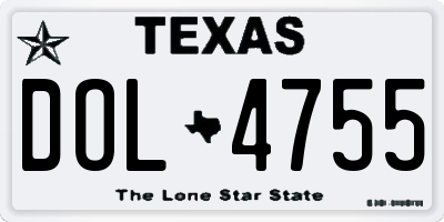 TX license plate DOL4755