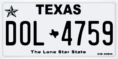 TX license plate DOL4759
