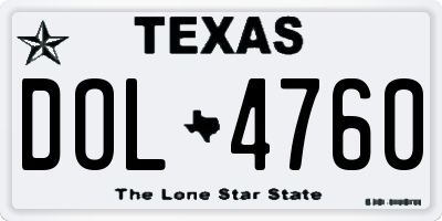 TX license plate DOL4760