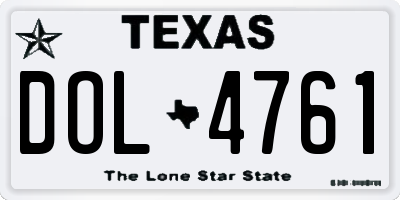 TX license plate DOL4761