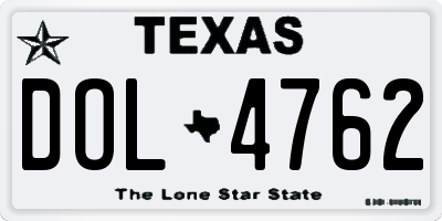 TX license plate DOL4762