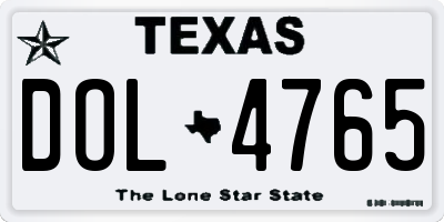 TX license plate DOL4765