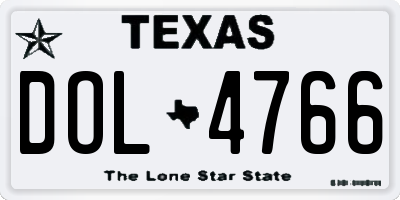 TX license plate DOL4766