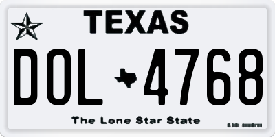 TX license plate DOL4768