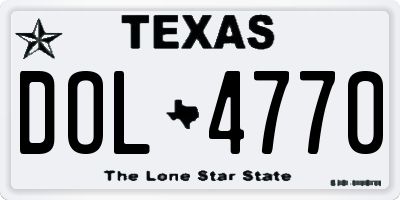 TX license plate DOL4770