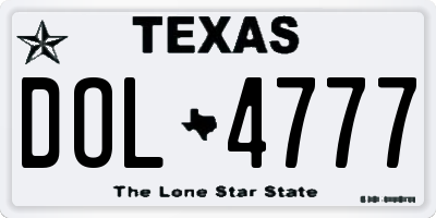 TX license plate DOL4777