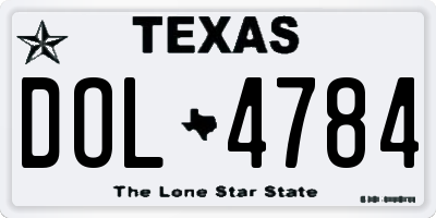 TX license plate DOL4784