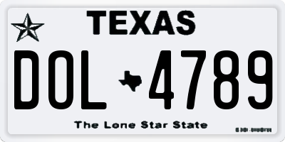 TX license plate DOL4789
