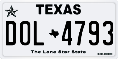 TX license plate DOL4793