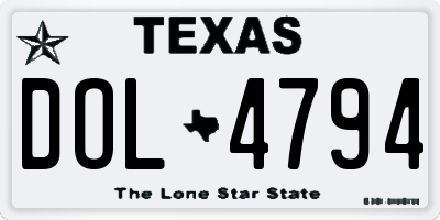 TX license plate DOL4794