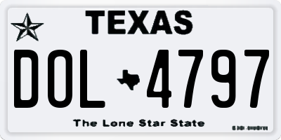TX license plate DOL4797