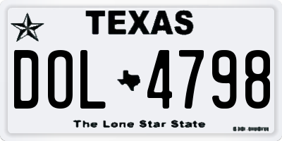 TX license plate DOL4798