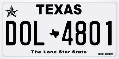 TX license plate DOL4801