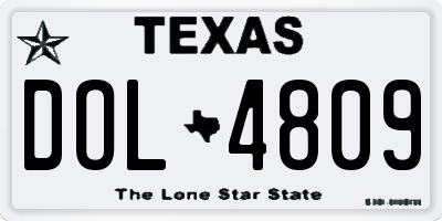 TX license plate DOL4809