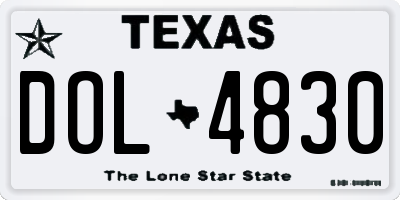 TX license plate DOL4830