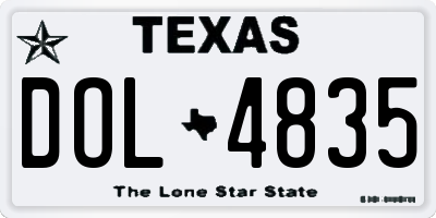 TX license plate DOL4835