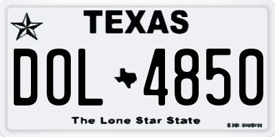 TX license plate DOL4850
